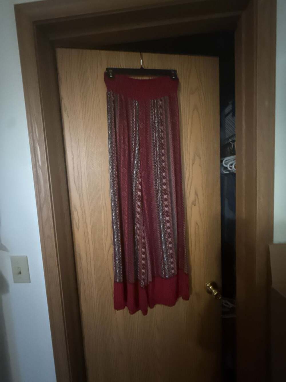 Rue21 Women's Size S Red Patterned Smocked Waist Wide Leg Pants